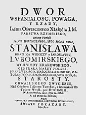 S.Czerniecki, Dwor, wspaniałość, powaga [...] Stanisława Lubomirskiego (opr.W.Walecki)
