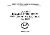 Lament [...] nad umarłym Kredytem (opr. K. Grodziska, W.Walecki)